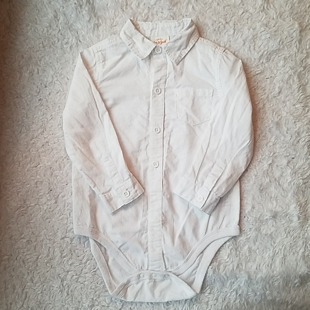Cat an Jack white button down onesie